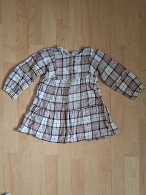 Old Navy Toddler Plaid Flannel Dress in Cream and Brown Size 2T